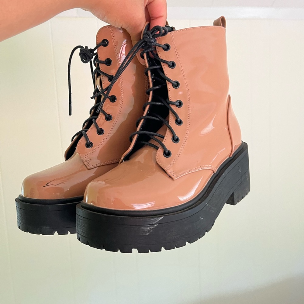Nude platform boots